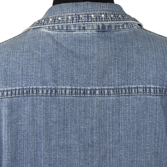 Vintage DRAPERS & DAMONS Denim Jacket Zip Front Embroidered Stretch Womens 1X - Picture 4 of 9